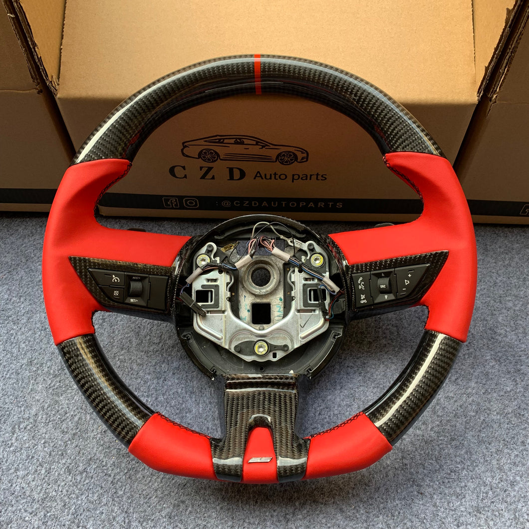 CZD auto parts carbon fiber steering wheel for camaro 2010-2011 with red stripe