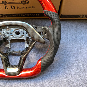 CZD Autoparts for Honda 10th gen Accord EXL EX LX 2018-2022 carbon fiber steering wheel gloss red carbon fiber top and bottom
