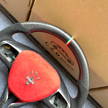 Load image into Gallery viewer, CZD auto parts carbon fiber steering wheel for Maserati Ghibli M157 2014-2019 with red airbag cover
