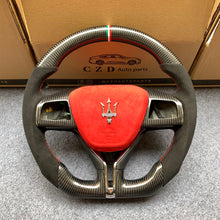 Load image into Gallery viewer, CZD auto parts carbon fiber steering wheel for Maserati Ghibli M157 2014-2019 with red airbag cover