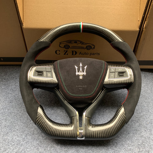 CZD auto parts carbon fiber steering wheel for Maserati Ghibli M157 2014-2019 with black alcantara