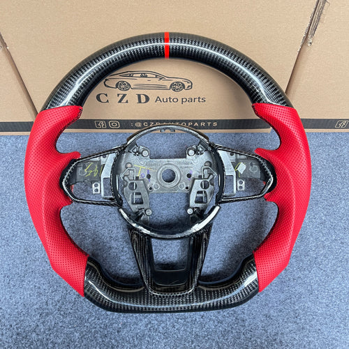 czd auto parts carbon fiber steering wheel for Acura TLX 2022+ with red perforated leather