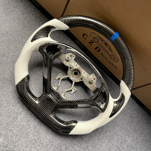 czd auto parts carbon fiber steering wheel for Infiniti G25 G35 G37 G37X 2007-2015 with white perforated leather