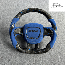 Load image into Gallery viewer, CZD auto parts for Dodge (SRT) Challenger 2015-2021 carbon fiber steering wheel with blue suede 392 logo airbag cover