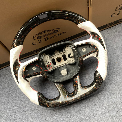 CZD Autoparts For Dodge SRT Challenger 2015-2021 carbon fiber steering wheel with Japanese LED
