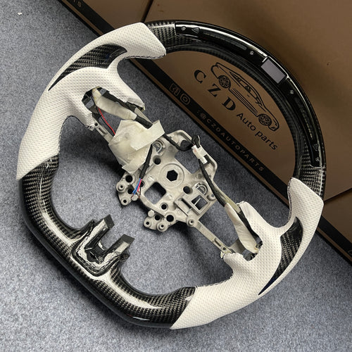 czd auto parts carbon fiber steering wheel for Ford Mustang/SHELBY GT350R GENUINE with white perforated leather