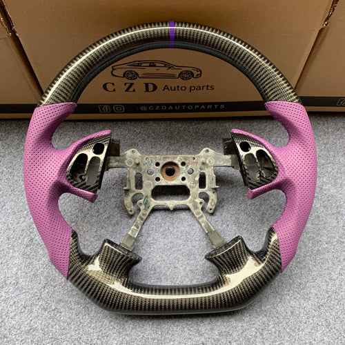 czd auto parts carbon fiber steering wheel for Acura TL with purple perforated leather