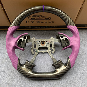 czd auto parts carbon fiber steering wheel for Acura TL with purple perforated leather