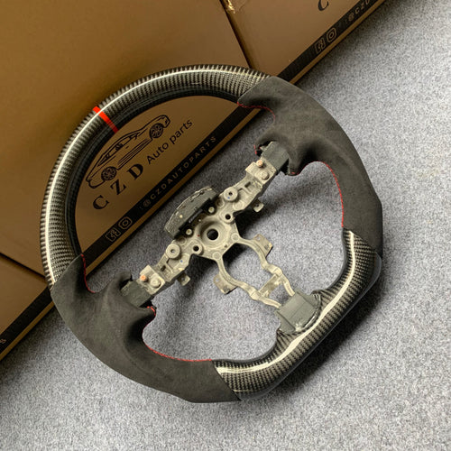 CZD autoparts for Infiniti FX FX35 FX37 FX50 2009-2017 carbon fiber steering wheel  with red stripe line