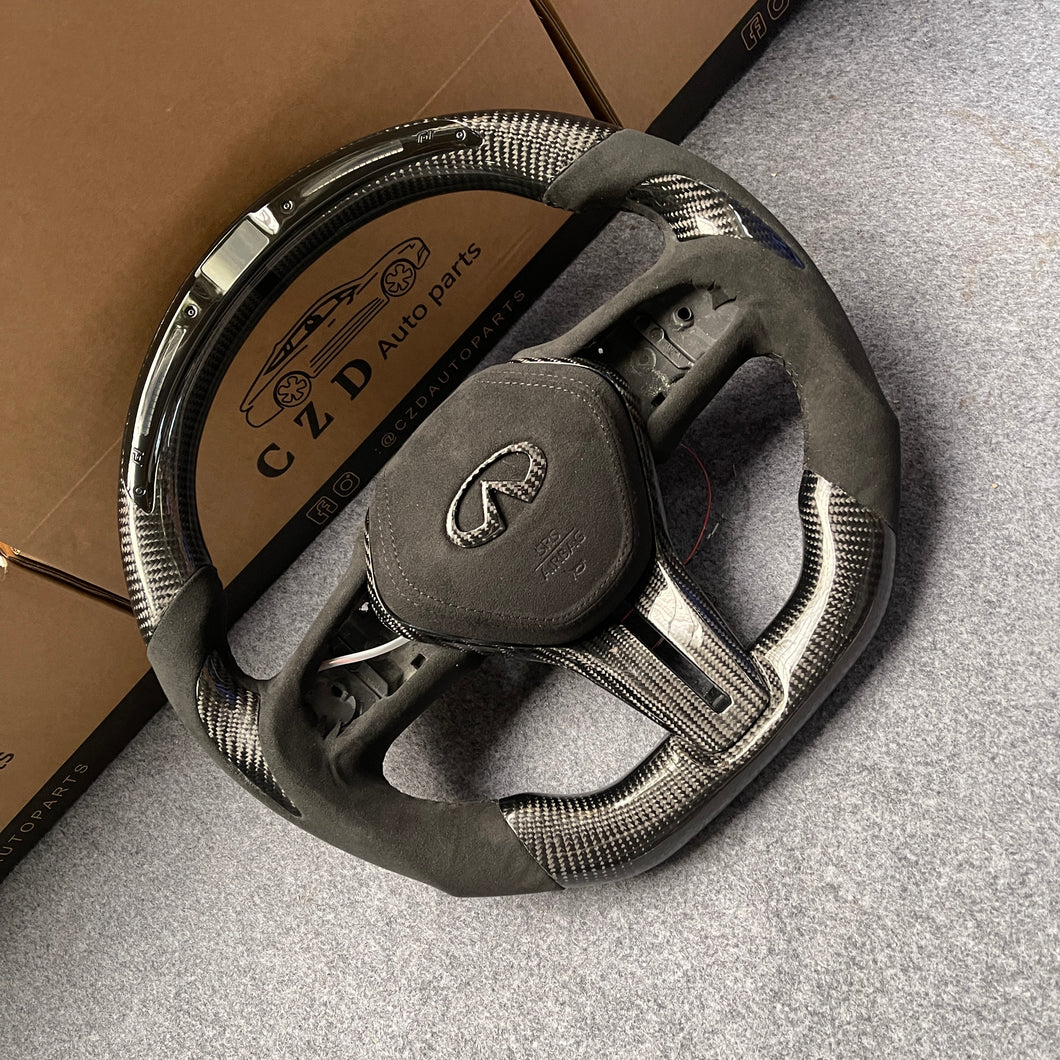 CZD autoparts for Infiniti  Q60 2016-2018 carbon fiber steering wheel with LED