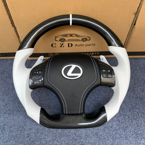 CZD auto parts carbon fiber steering wheel for Lexus IS250 /300 /350 2006-2013 with white badge