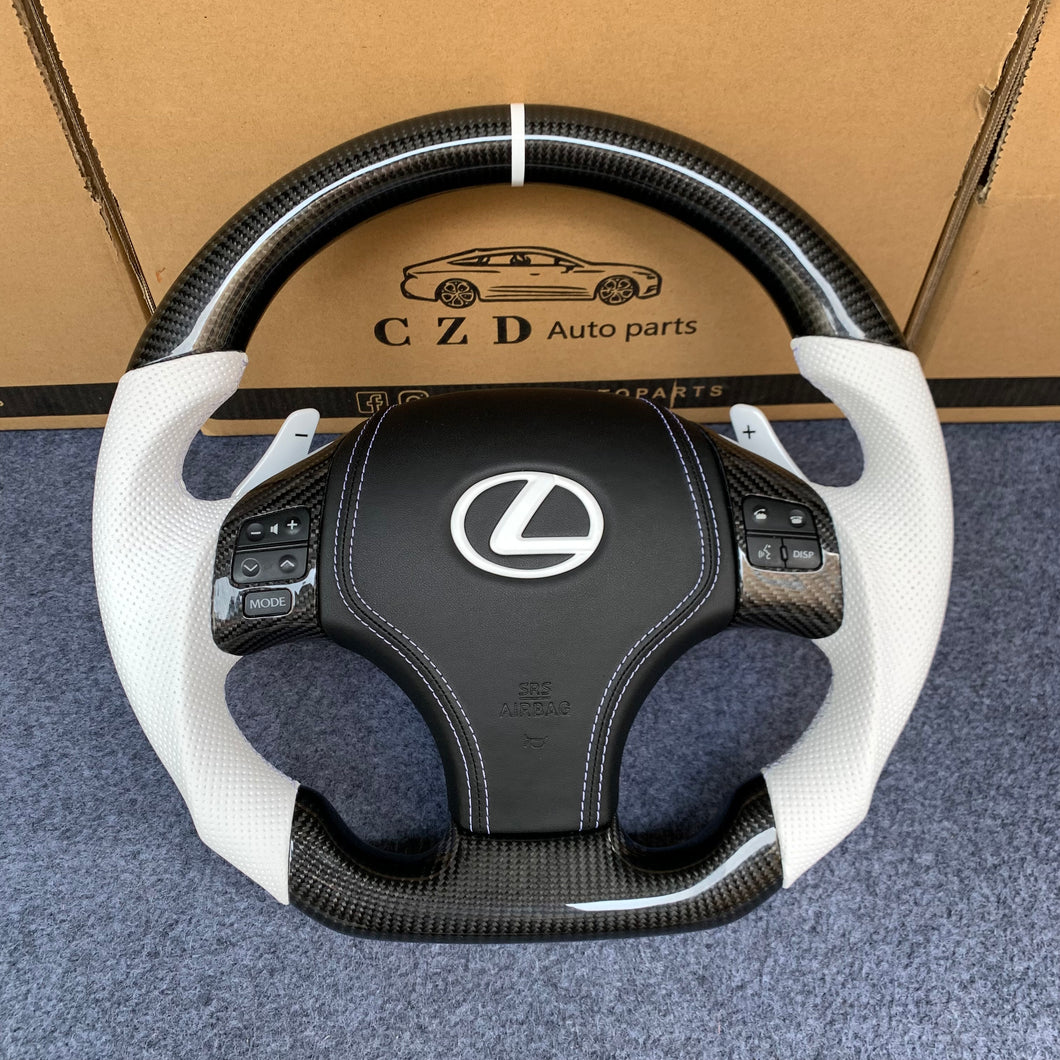 CZD auto parts carbon fiber steering wheel for Lexus IS250 /300 /350 2006-2013 with white badge