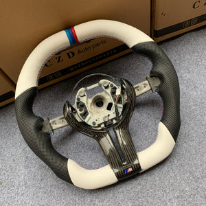 CZD Autoparts For BMW f series M1 M2 M3 M4 carbon fiber steering wheel gloss carbon fiber trim