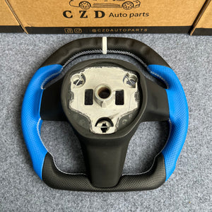 czd auto parts carbon fiber steering wheel for Tesla Model 3 with white stripe