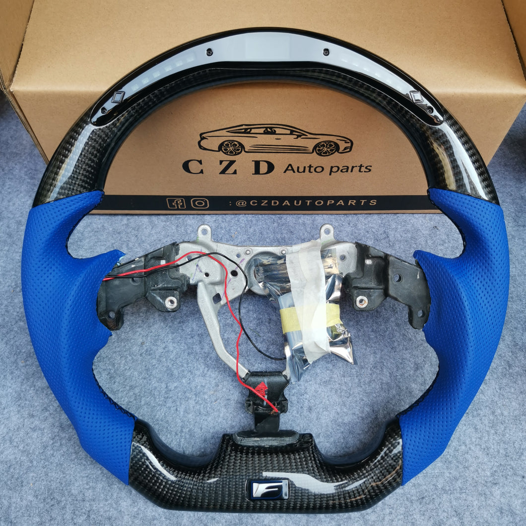 CZD auto parts carbon fiber steering wheel for Lexus IS250 /300 /350 2006-2013 with blue leather