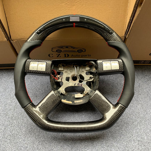 CZD auto parts carbon fiber steering wheel for Dodge Charger 2005-2010 with round top flat bottom shape