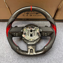 Load image into Gallery viewer, CZD auto parts carbon fiber steering wheel for camaro 2010-2011 with black perforated leather and red stitching