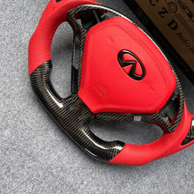 Load image into Gallery viewer, CZD autoparts for Infiniti G25 G35 G37 G37X 2007-2015 carbon fiber steering wheel with red airbag cover