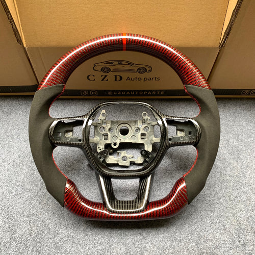 CZD For 2022/2023 Honda Civic carbon fiber steering wheel with red stitching