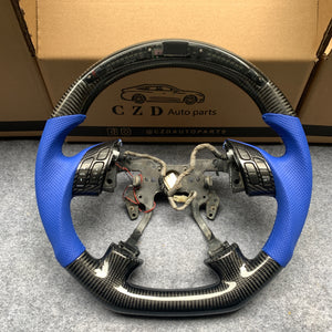 czd auto parts carbon fiber steering wheel for Honda 7th gen Accord Sedan TESTED LX 2003-2007 with blue perforated leather