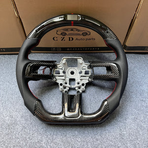 czd auto parts carbon fiber steering wheel for Ford Mustang 2018-2023 with led light