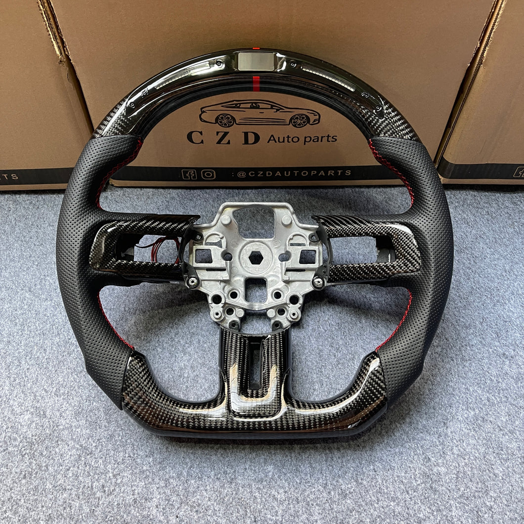 czd auto parts carbon fiber steering wheel for Ford Mustang 2018-2023 with led light