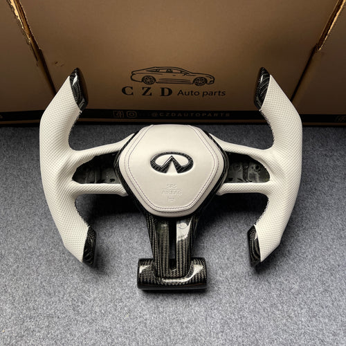 czd auto parts carbon fiber steering wheel for Infiniti Q50 2018-2019 with cut top cut bottom shape