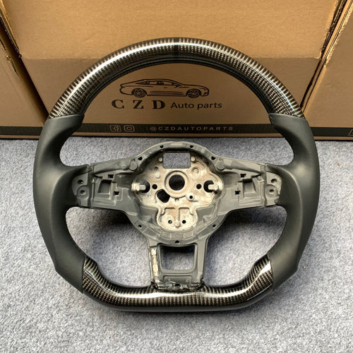 CZD Autoparts for Volkswagen Golf 7 GTI  2015 2016 carbon fiber steering wheel black smooth leather sides