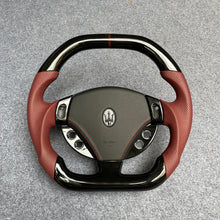 Load image into Gallery viewer, CZD auto parts carbon fiber steering wheel for Maserati Quattroporte 2005-2020 with brown perforated leather