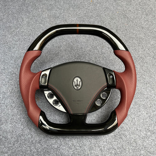 CZD auto parts carbon fiber steering wheel for Maserati GranTurismo 2007-2020 with brown perforated leather