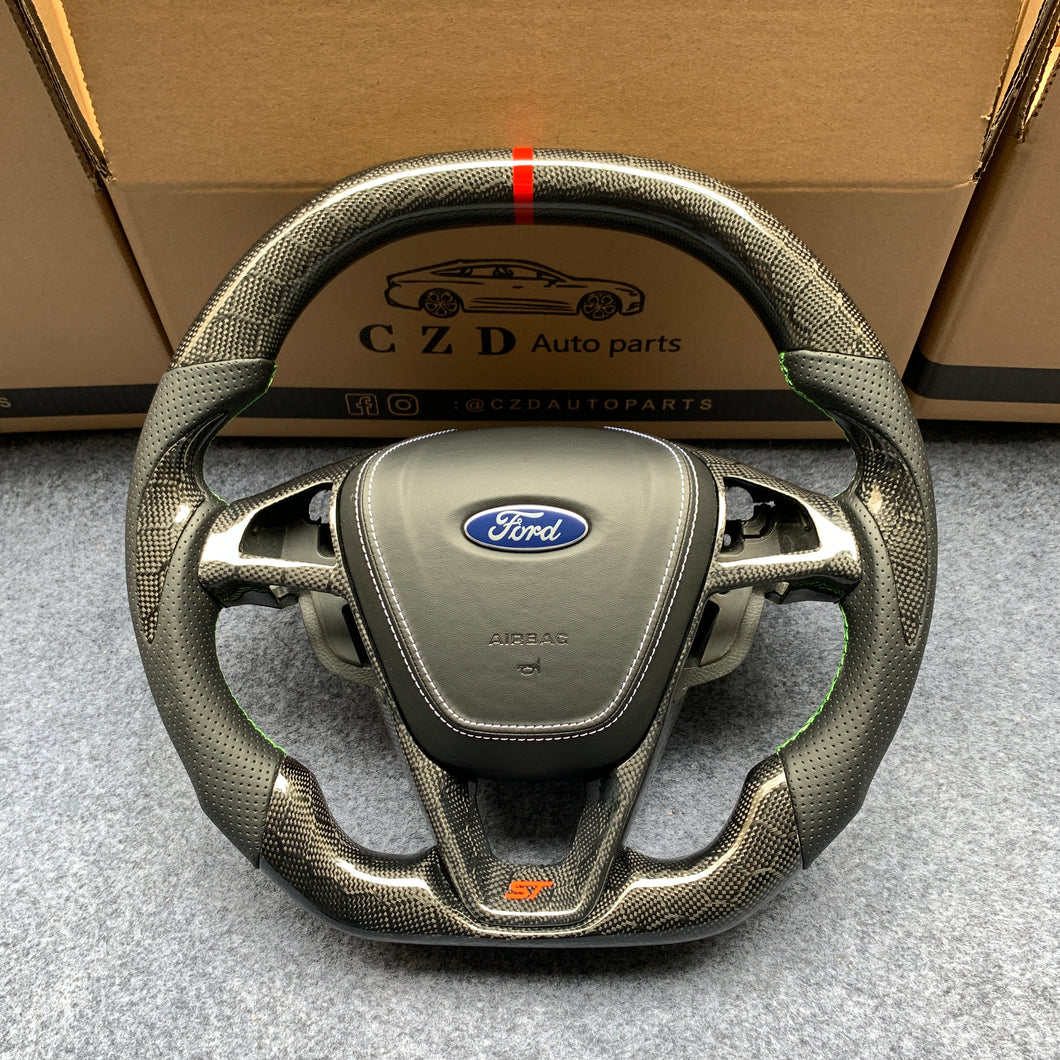 czd auto parts carbon fiber steering wheel for Ford Edge SE ST AWD 2015-2020 with airbag cover
