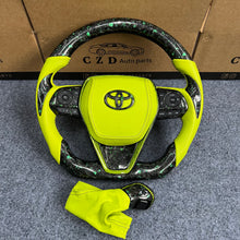 Load image into Gallery viewer, czd auto parts carbon fiber steering wheel for Toyota Avalon 2018-2022 with green airbag cover