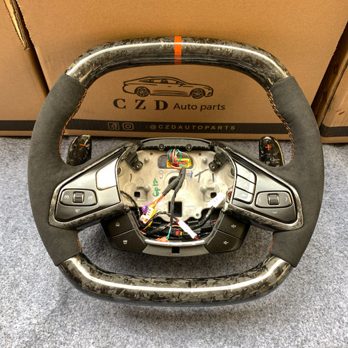 CZD auto parts carbon fiber steering wheel for Chevrolet Corvette C8 with orange stripe