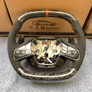 CZD auto parts carbon fiber steering wheel for Chevrolet Corvette C8 with orange stripe