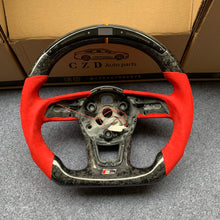 Load image into Gallery viewer, CZD auto parts for Audi Q2 2016-2019 carbon fiber steering wheel with led &amp; red alcantara leather