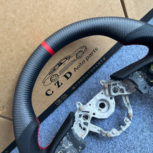 Load image into Gallery viewer, CZD autoparts for Nissan GTR R50 2017-2022 carbon fiber steering wheel with matte carbon fiber &amp; red smooth leather stripe line