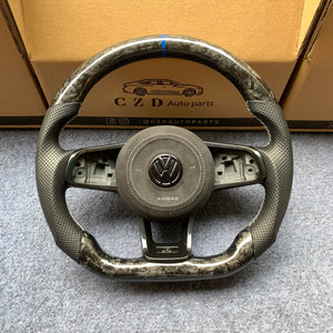 CZD auto parts for Volkswagen MK7/ Golf 7/ GTI/ Golf R/ VW Polo GTI/ Scirocco 2015-2016 carbon fiber steering wheel with gloss black forged carbon fiber