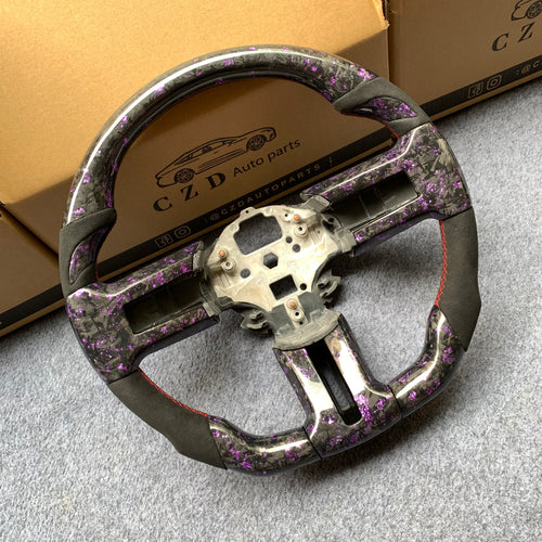 CZD Autoparts For Ford Mustang 2009-2014 carbon fiber steering wheel gloss forged carbon fiber with purple flakes top&bottom