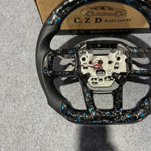 Load image into Gallery viewer, CZD auto parts for Ford Mustang 2024+ carbon fiber steering wheel with forged carbon blue flakes