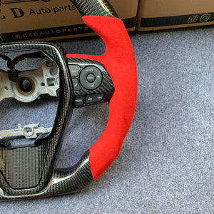 CZD Autoparts For Toyota 8th gen Camry se xse le xle 2018-2022 carbon fiber steering wheel red alcantara sides