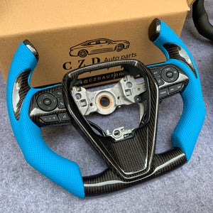 CZD Autoparts for Toyota 8th gen Camry se xse le xle 2018-2022 carbon fiber steering wheel gloss black carbon fiber thumb grips and trim