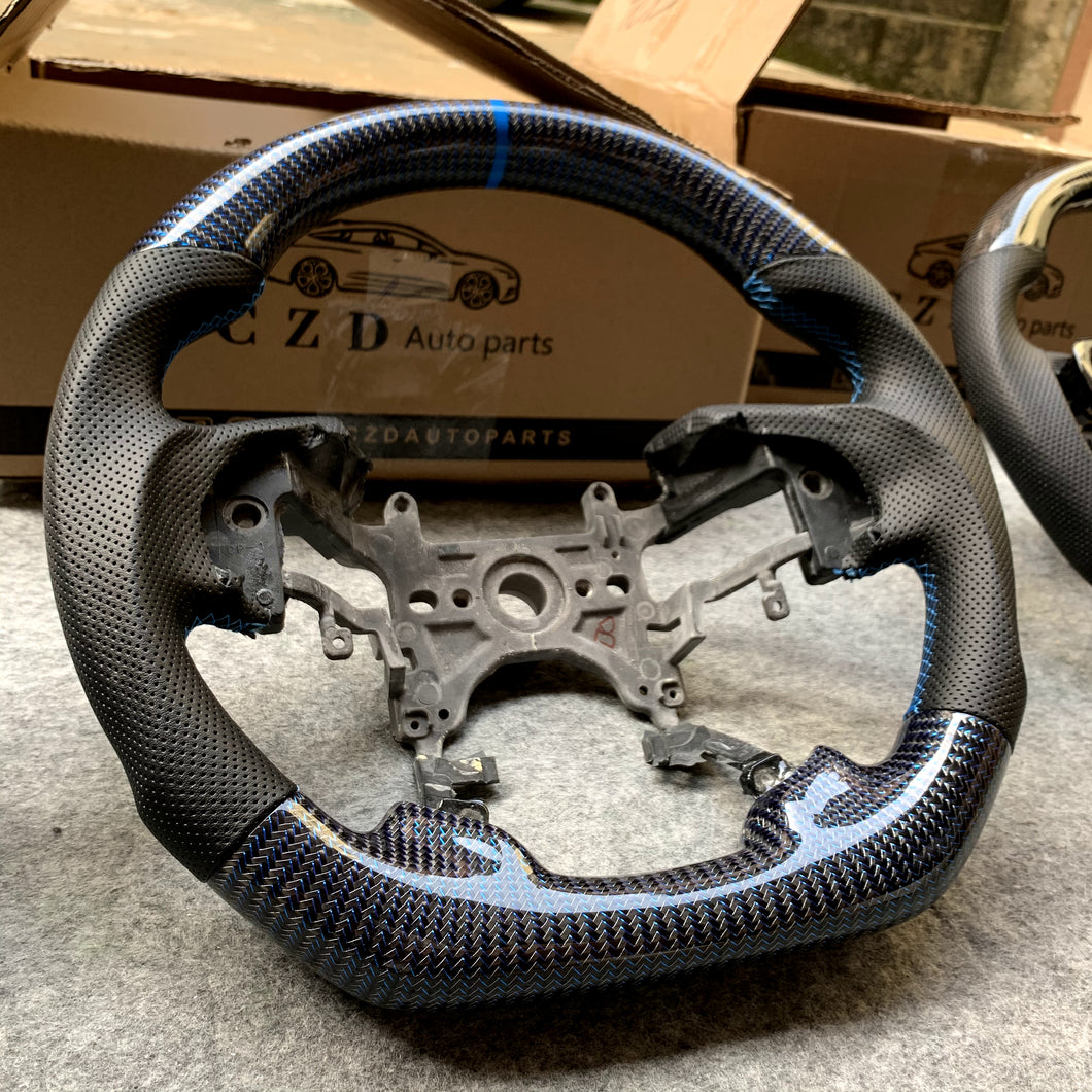 czd auto parts carbon fiber steering wheel for Honda Ridgeline 2017-2020 with blue wires carbon fiber