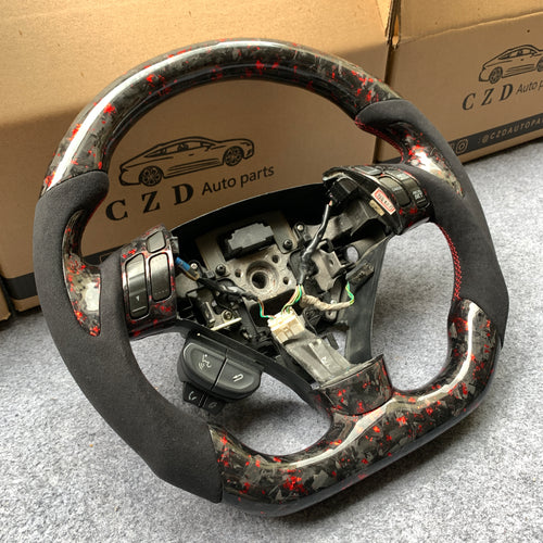 czd auto parts carbon fiber steering wheel for Accord V6/Forum/coupe/CL9/CL7 with red flakes forged carbon fiber