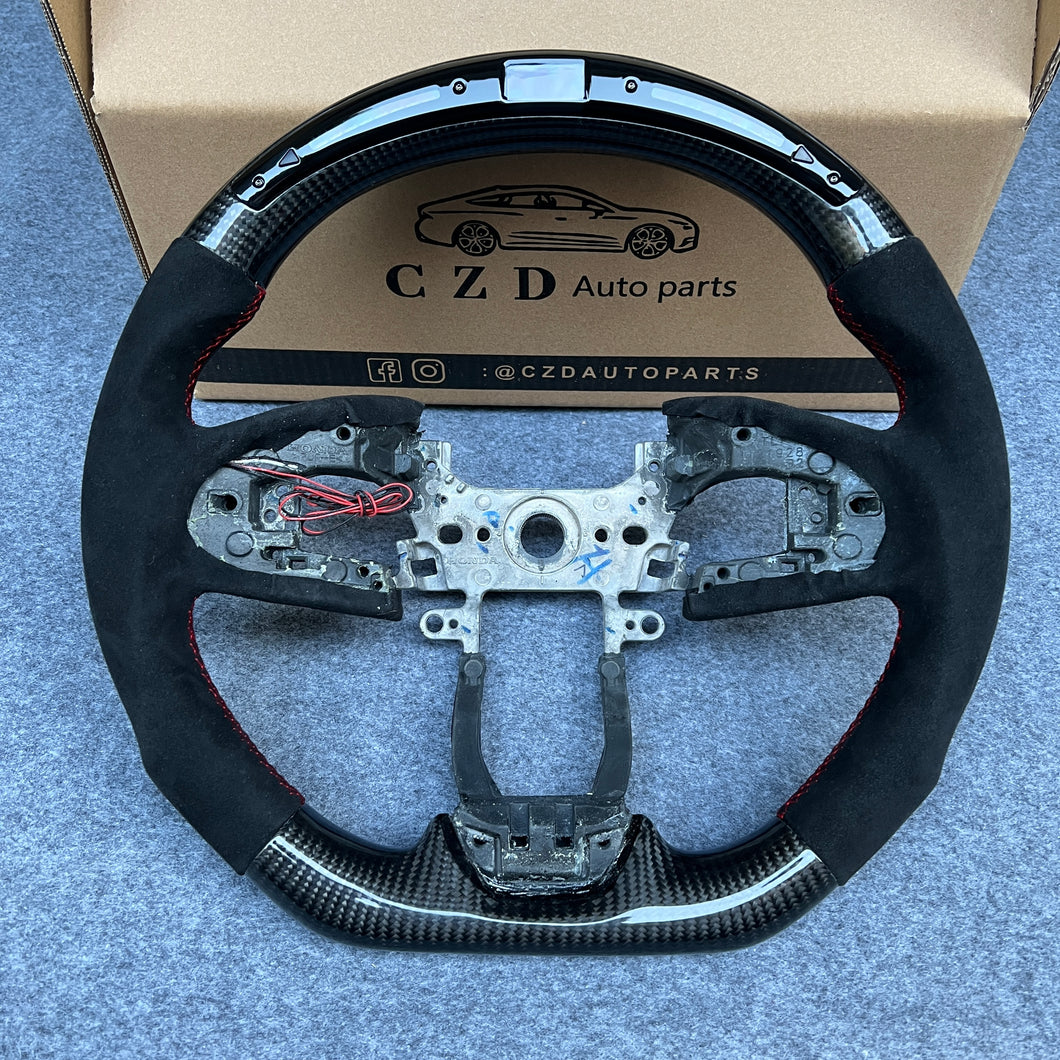 CZD auto parts for Honda 10th gen Civic SI 2016-2021 carbon fiber steering wheel with led at top