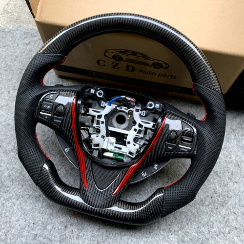 czd auto parts carbon fiber steering wheel for Acura TLX 2015-2021/MDX 2018-2022 with black perforated leather