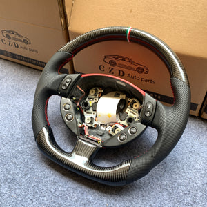 CZD Autoparts For Maserati Quattroporte 2003-2012 carbon fiber steering wheel gloss finish with perforated leather