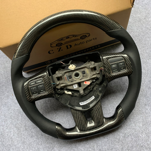 CZD auto parts carbon fiber steering wheel for Dodge (SRT) Challenger 2011-2014 with black smooth leather
