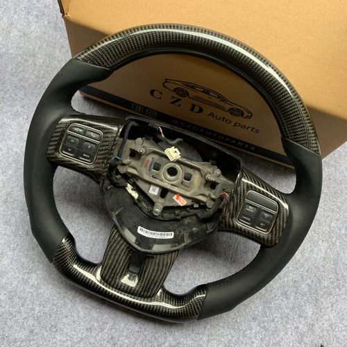 CZD auto parts carbon fiber steering wheel for Dodge Charger 2011-2014 with black smooth leather