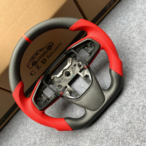 czd auto parts carbon fiber steering wheel for Honda MK10 2016-2021 with red perforated leather