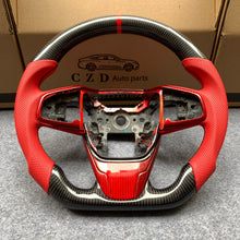 Load image into Gallery viewer, Honda MK10 2016-2021 carbon fiber steering wheel with red trim from czd auto parts